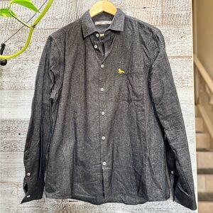 Modern Amusement | Men's XL - Chambray Flannel Dark Gray Cotton Button-Up Shirt